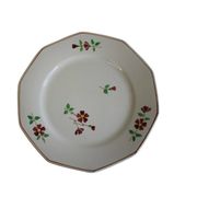 Assiette plate beige motifs fleurs Janine Hammage