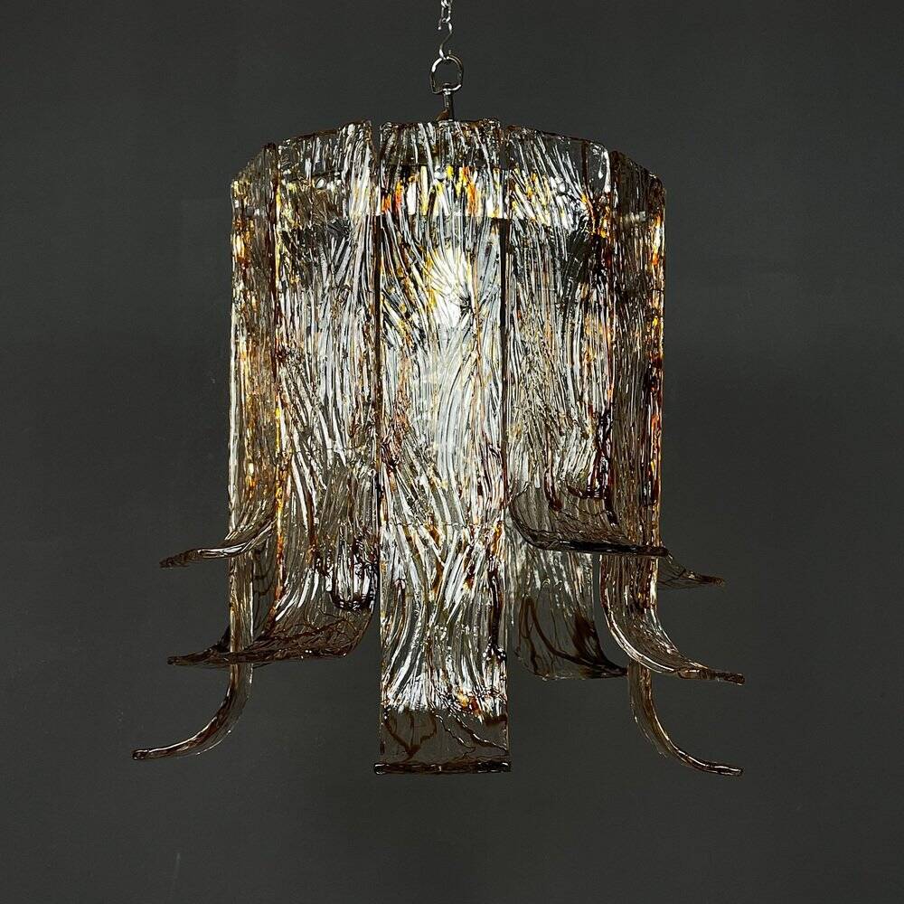 Grand vintage Murano glass chandelier by Av Mazzega, Italy, 1970s.