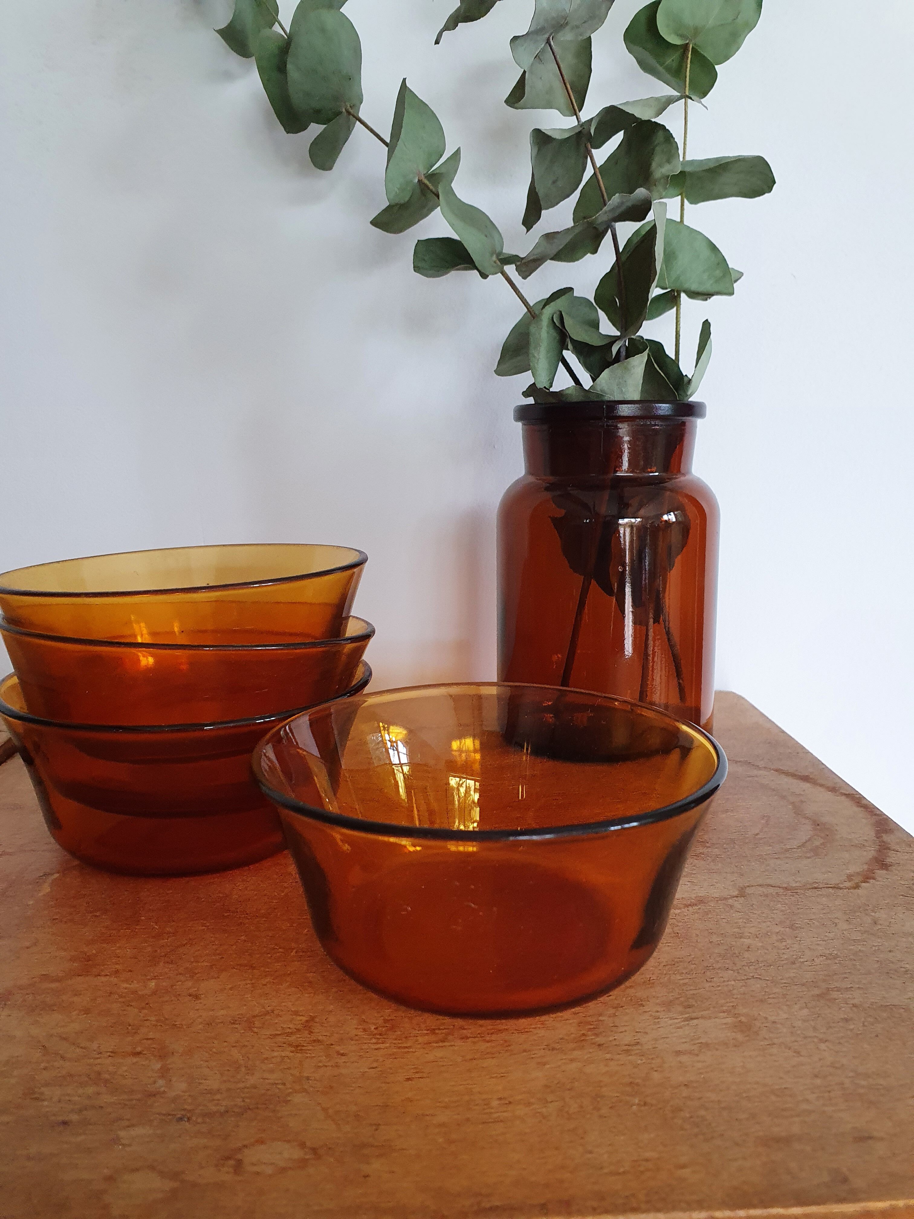 4 ramequins en verre ambré