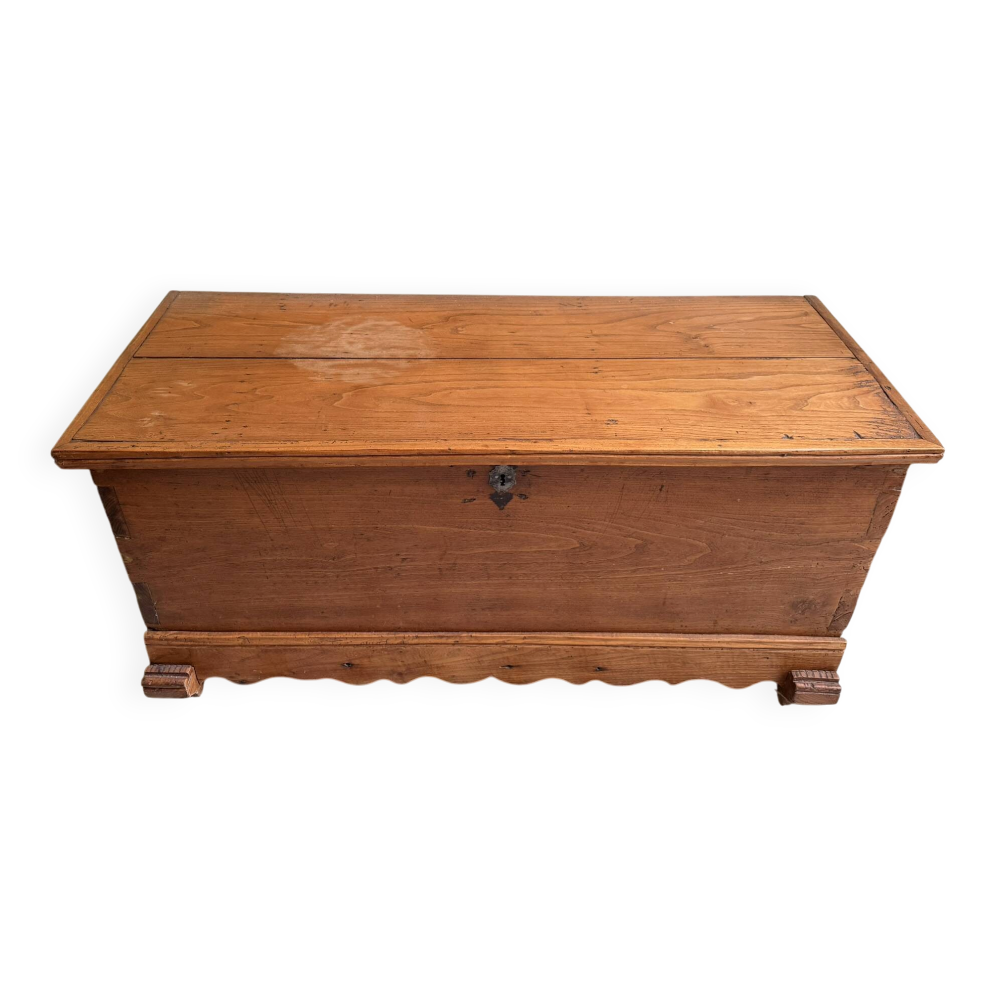 Rustic carved wooden chest trunk