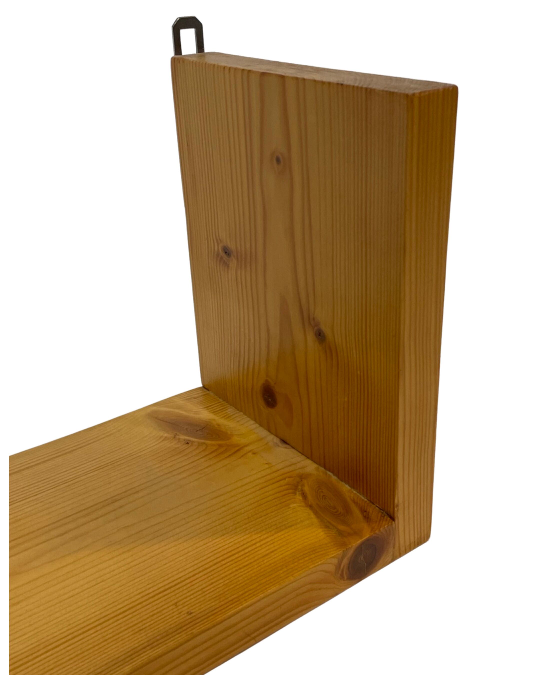 Vintage wooden wall rack bookshelf in pine