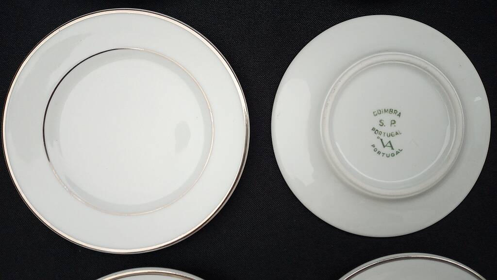 Vintage Vista Alegre Coimbra Dessert Plate Set of 6 Elegant Silver Rim