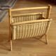 Magazine rack made of bamboo, rattan and wood, vintage from the 70s
