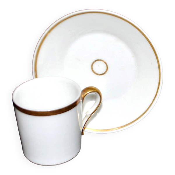 Porcelaine Charles Hebert Rouen – Tasse à café litron ancienne en porcelaine liseré or