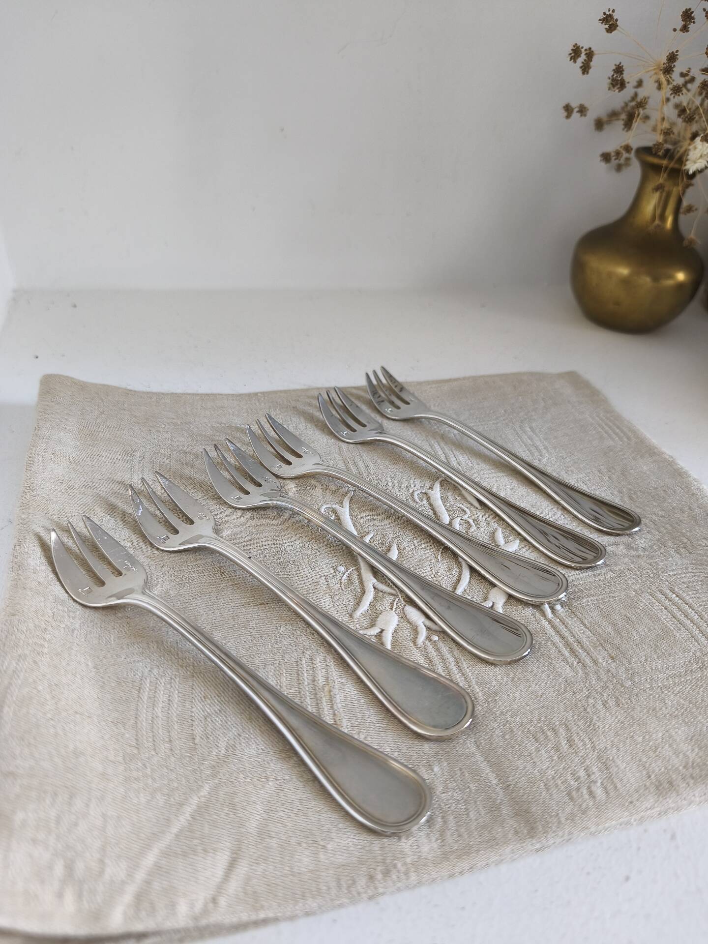 Set of 6 cake forks Christofle model Albi