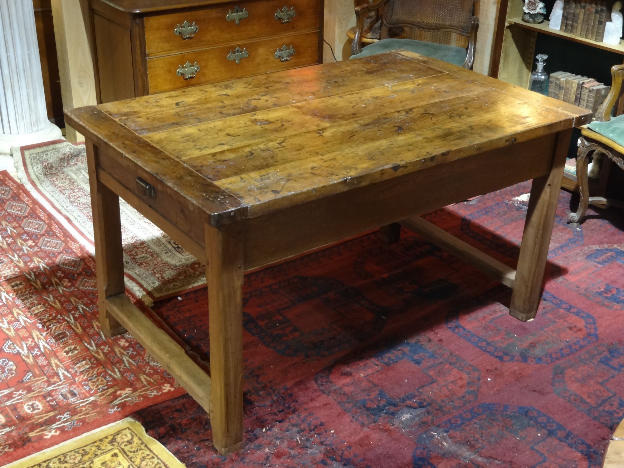 Nineteenth century farmhouse table in natural oak wood 140 x 90 cm