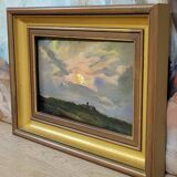 Louis Bissinger: Oil on Panel View of Monestel dated 1963