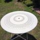 Vintage white folding iron garden table.