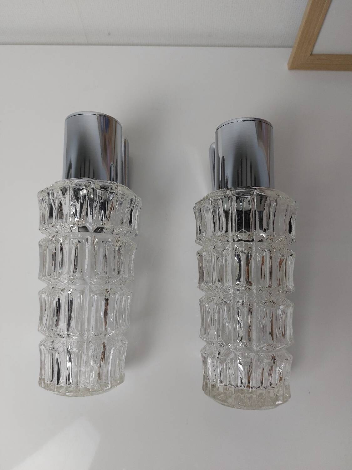 Pair of chrome wall lights