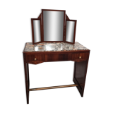 Coiffeuse art deco en acajou miroir triptyque