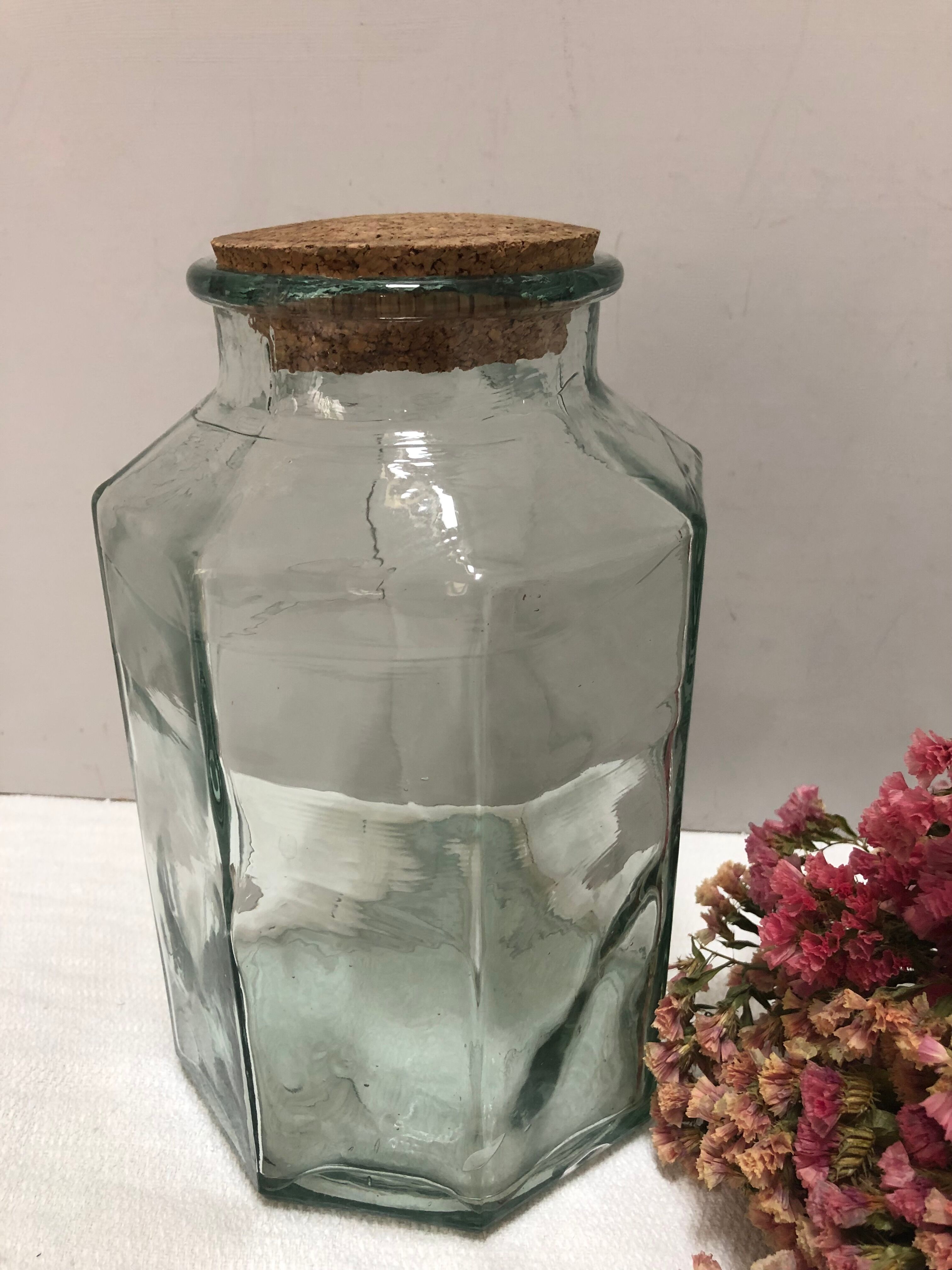 Large thick glass jar