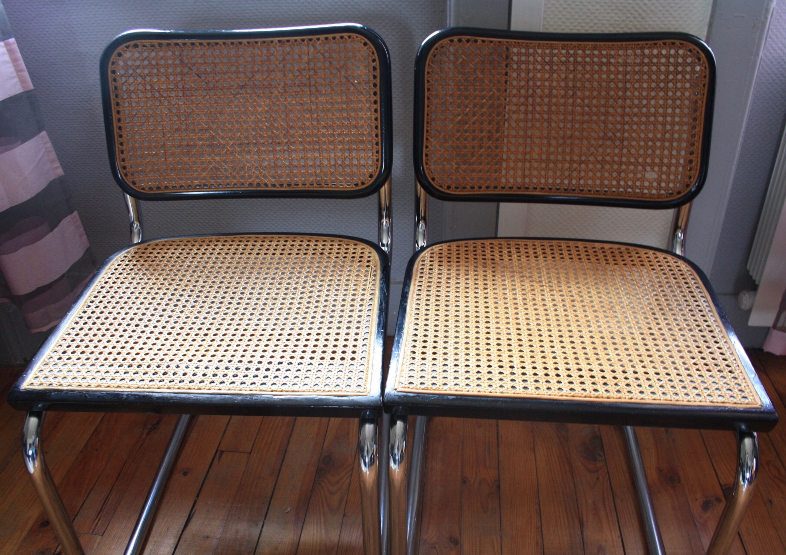 Pair of chairs cesca B32 Marcel Breuer black Gavina