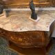 Walnut chest of drawers with marquetry and marble, 1958