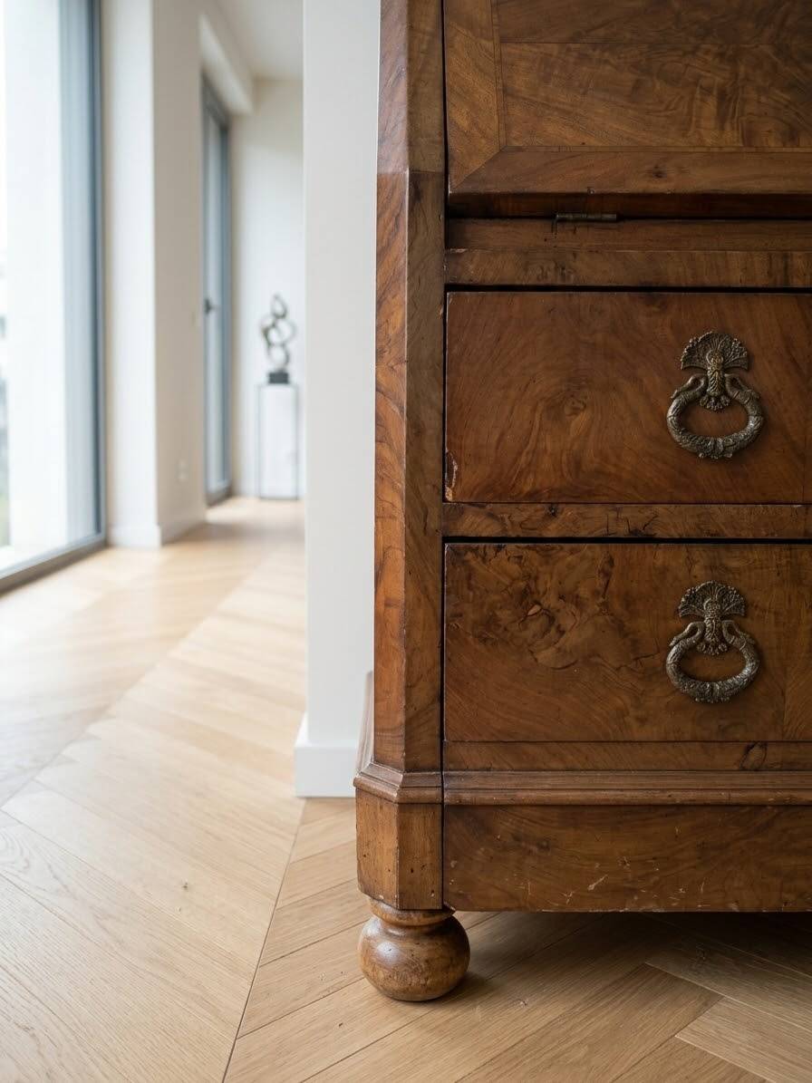 Louis-Philippe secretary chest of drawers with marble top