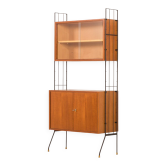 Italian mid-century free standing wall unit with a display cabinet, 1960s