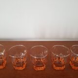 Set of 5 molded pink water glasses