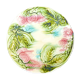 Plate in slurry with strawberry decoration and strawberry leaf