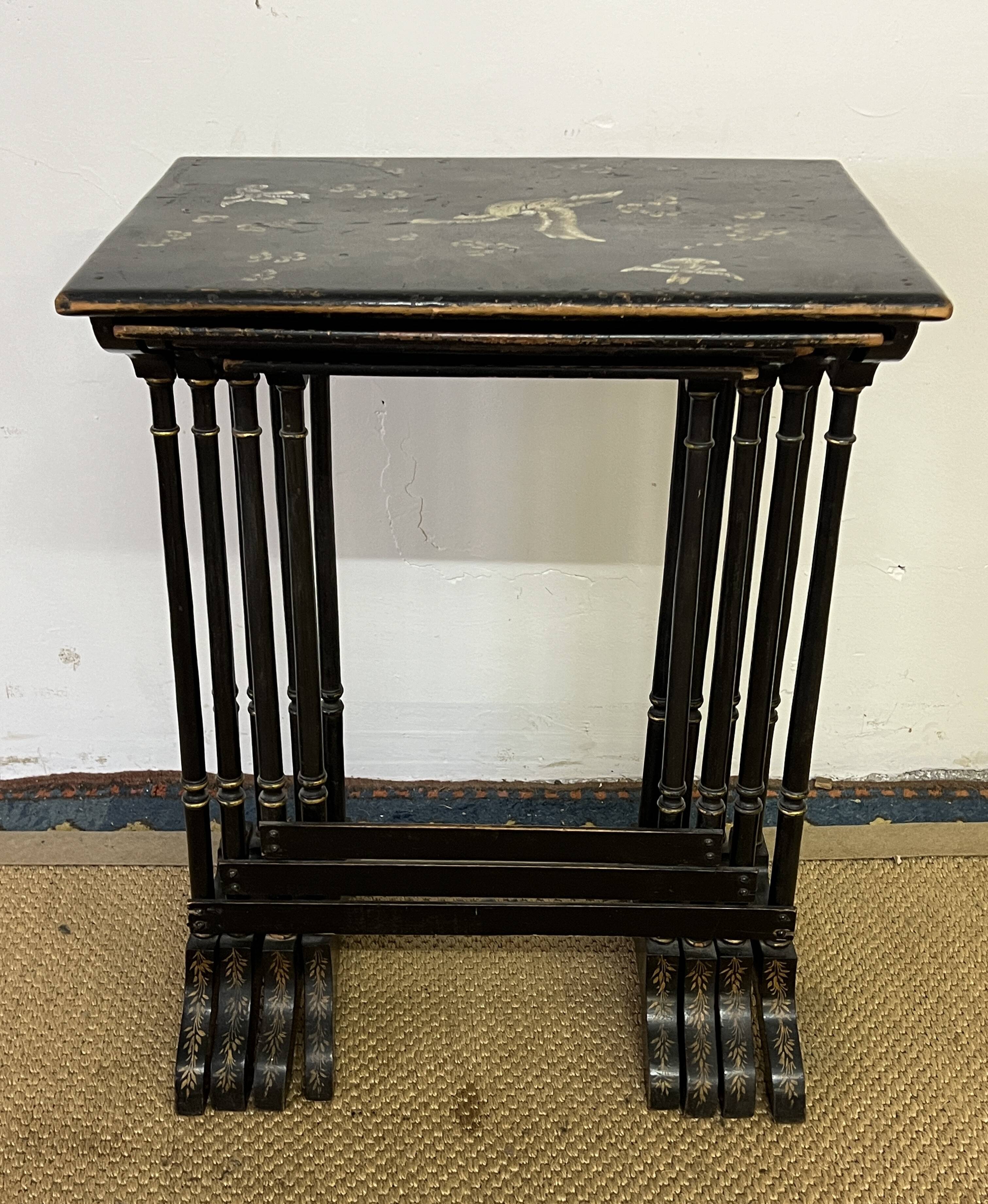 Set of 4 wooden nesting tables, Napoleon III