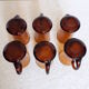6 amber glass tea cups