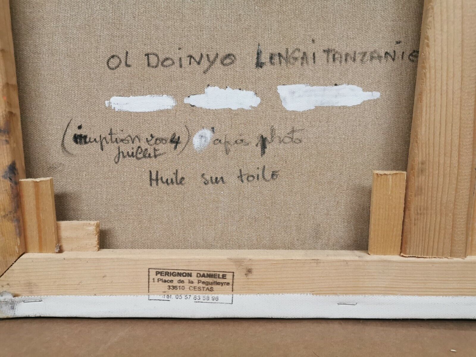 Table signed danou . oil on canvas tanzania volcanic eruption july 2004