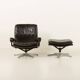 Fauteuil lounge vintage avec tabouret par André Vandenbrouck