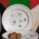 Four french earthenware dessert plates service "Marie-Claude" 50s.