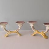 Set of 2 ceramic candle holders in the early twentieth century.