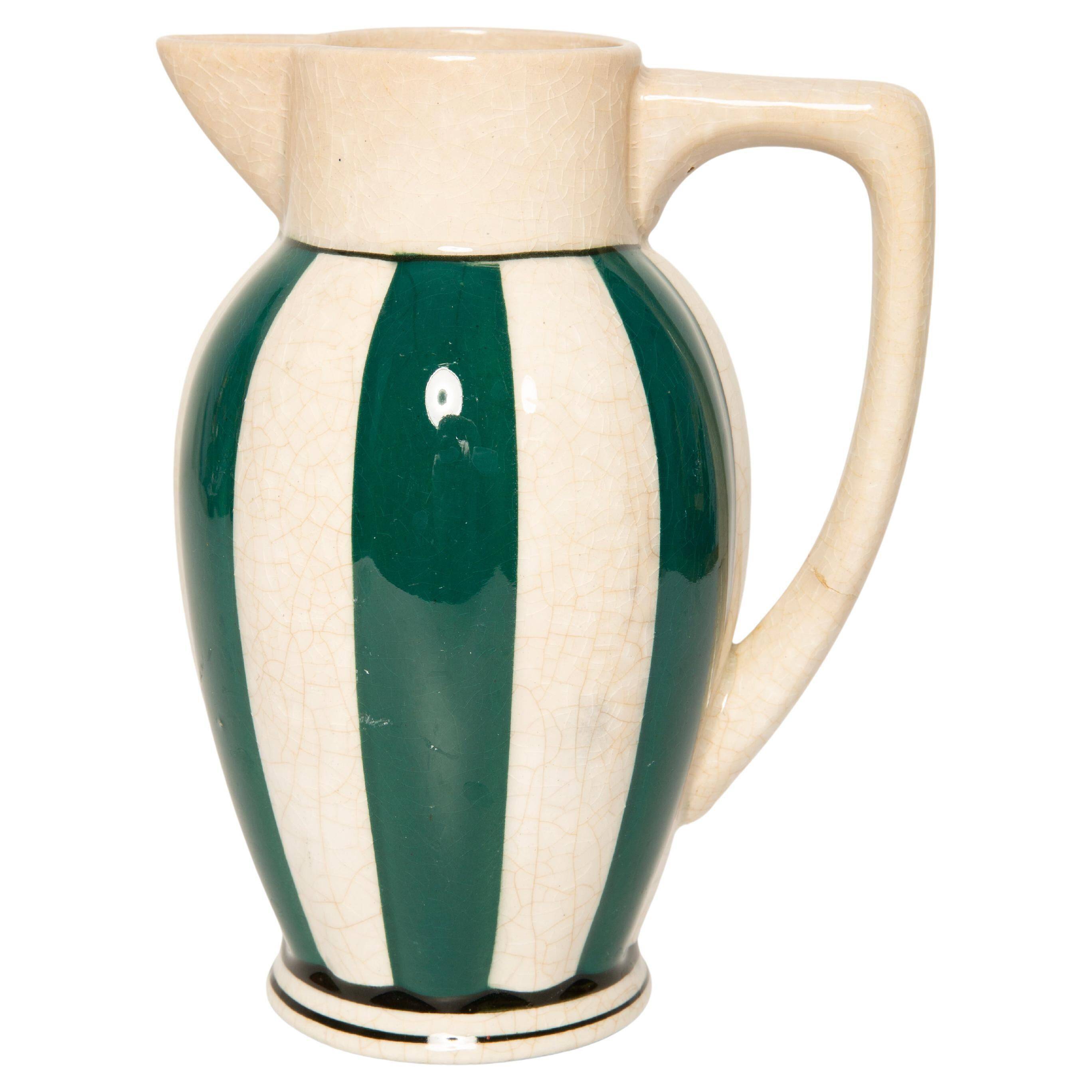 Vintage white and green ceramic porcelain vase from the mid-20th century, Germany, 1960s.