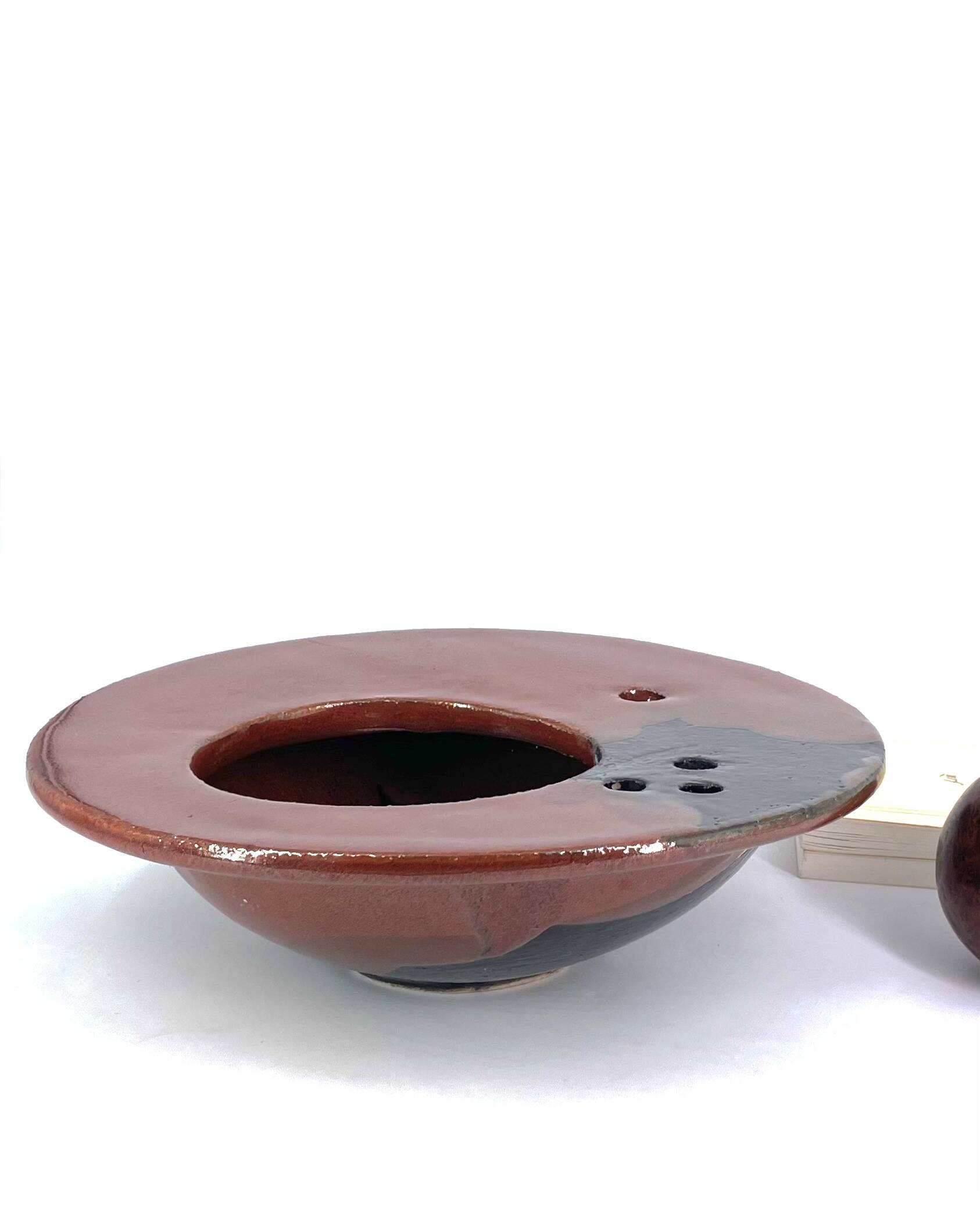 Grand vase pique fleurs en céramique signée, années 70