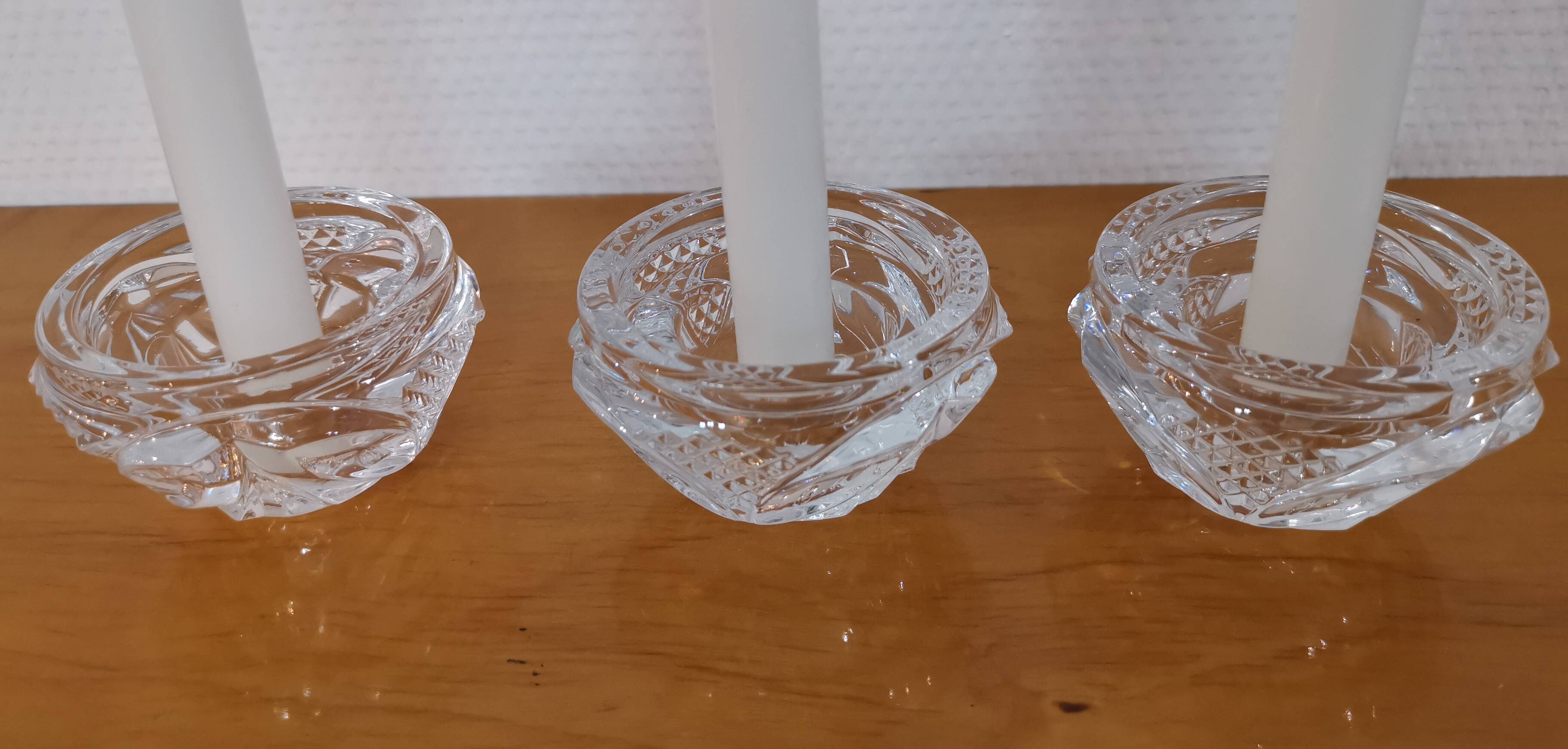 3 bougeoirs cristal d’Arques modèle "royale"