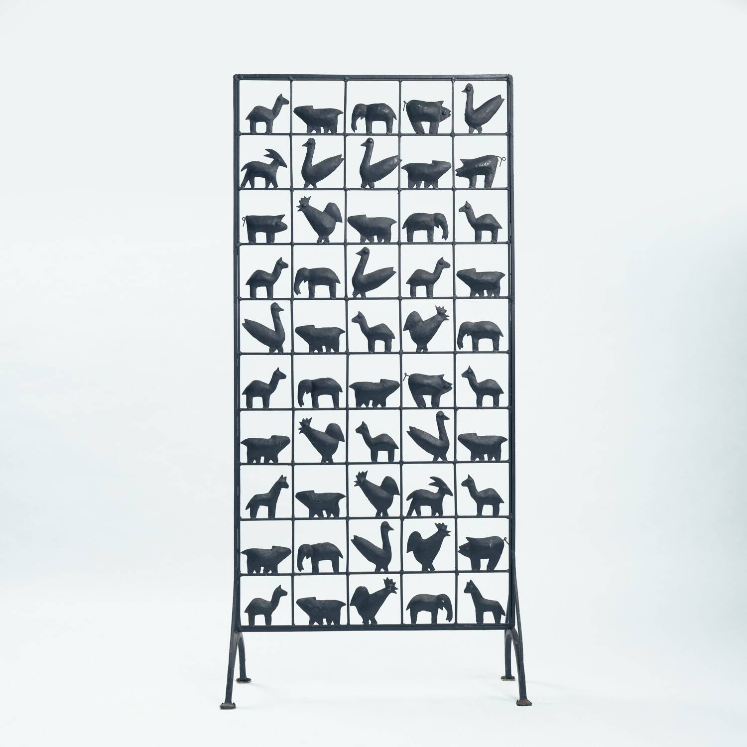 Separator Screen room divider Wrought Iron with Animals, 1950s