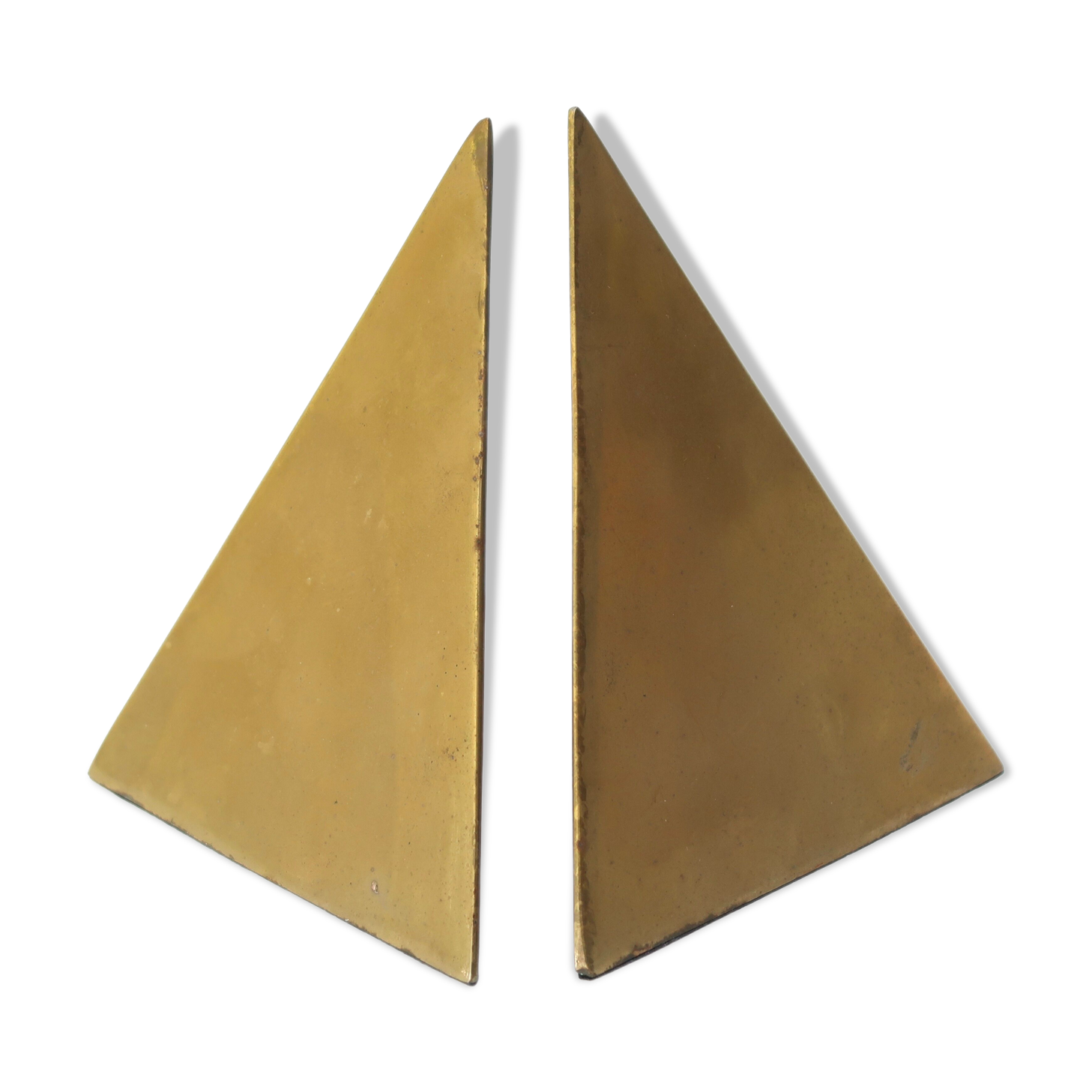 Brass "prism" bookends, 80s