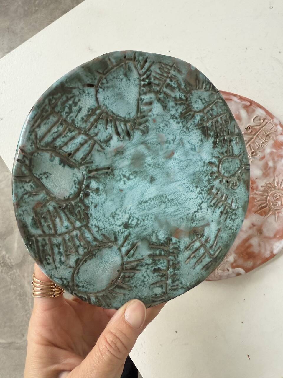 Pair of Vallauris ceramic dinner plates