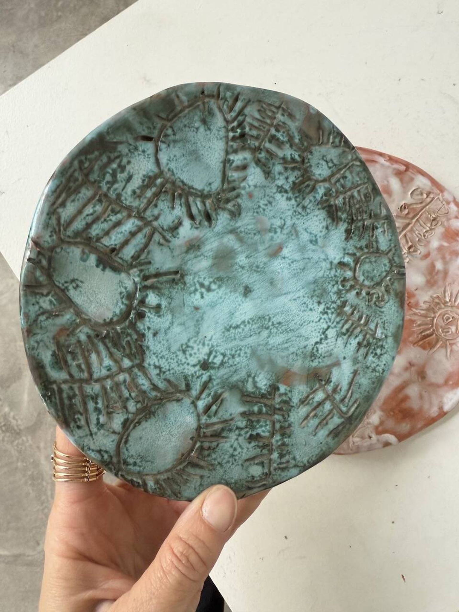 Pair of Vallauris ceramic dinner plates