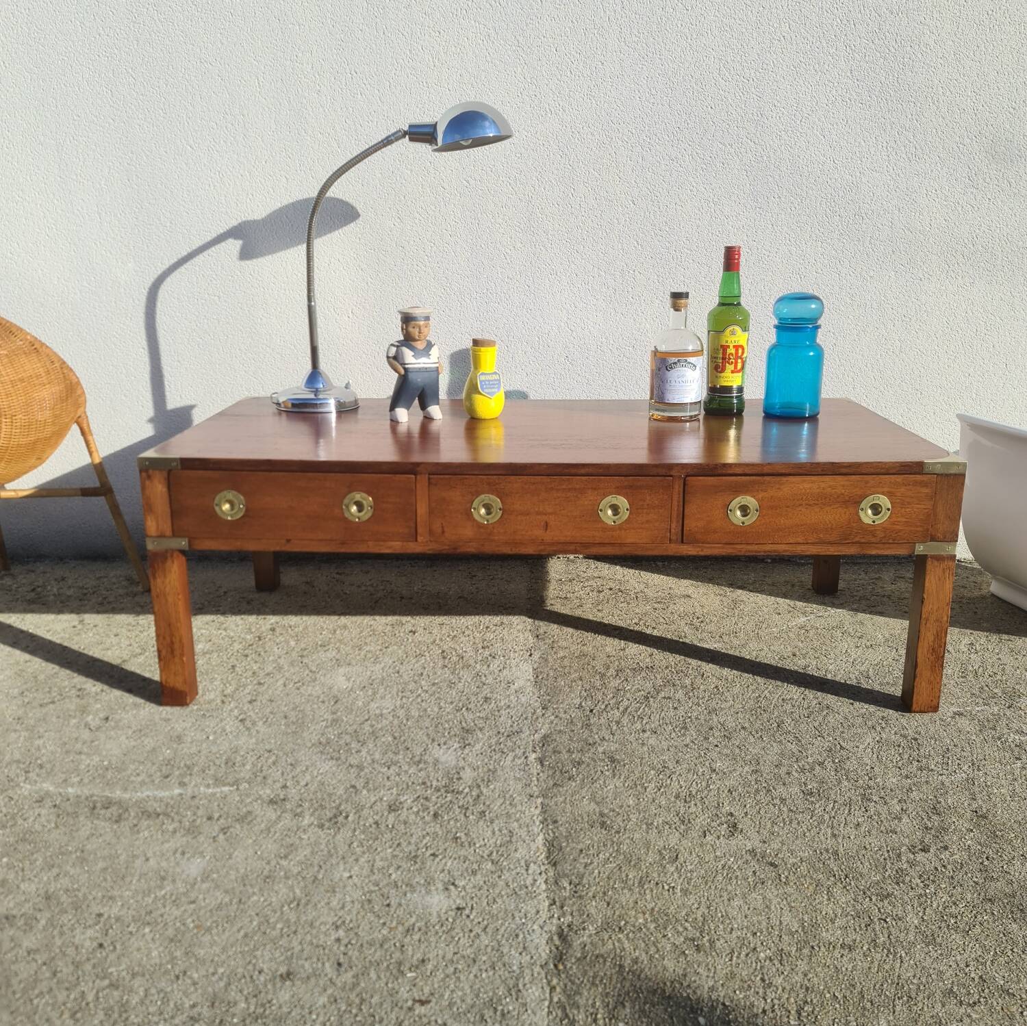 Table basse campagne militaire, marine, vintage