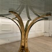 Table basse laiton et verre fumé, 1970s