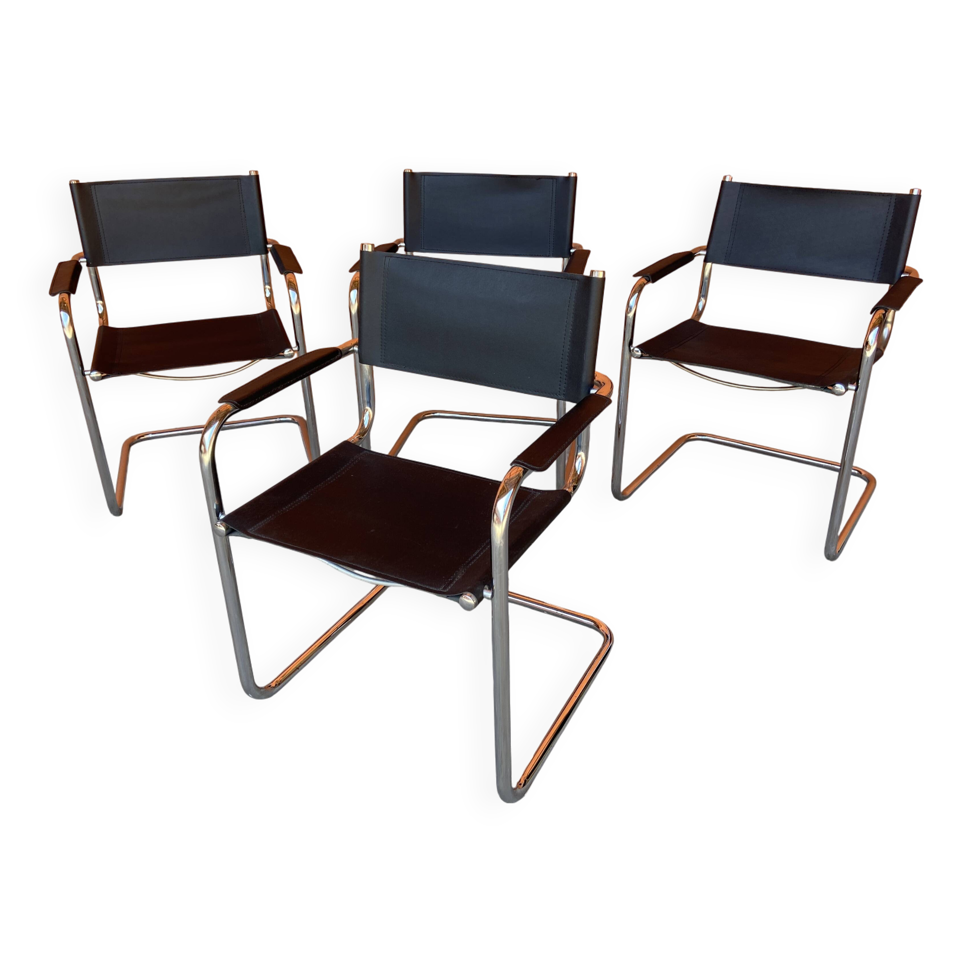 Set of 4 vintage cantilever chairs 1980