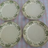 Set of 4 flat plates in earthenware of Sarreguemines palmyra pattern