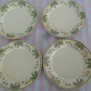 Lot de 4 assiettes plates en faïence de Sarreguemines motif Palmyre