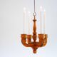Rustic wooden pendant chandelier candleholder from Smålandsslöjd, Sweden, 1975
