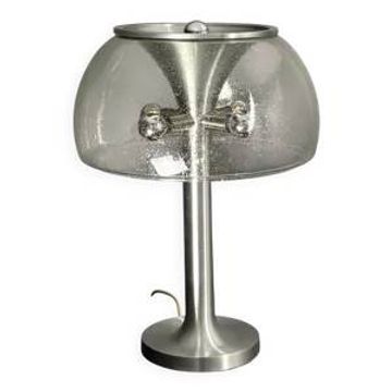 Midcentury space age large glass mushroom table lamprey Temde, 1960s
