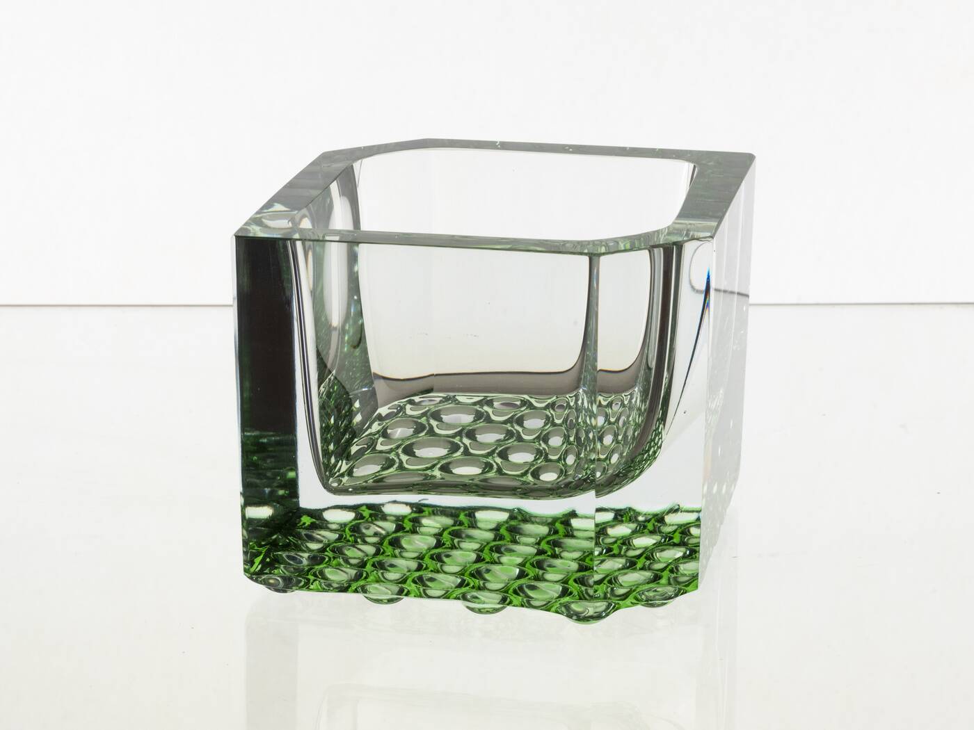 Green Square Bowl, Pavel Hlava, 1970s, Czechoslovakia