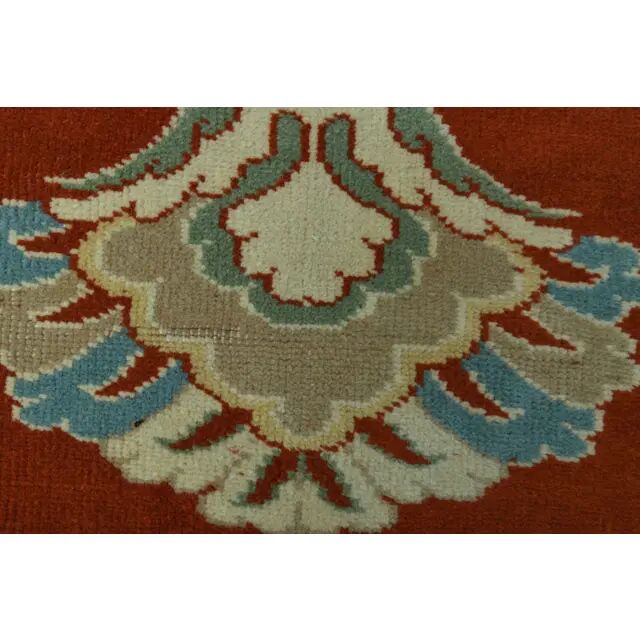 1970s Vintage Turkish Oushak Handmade Wool Cotton Orange Area Rug 173x230