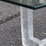 Vintage coffee table with frosted plexiglass base 1970s