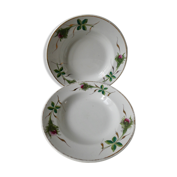 Set of 2 deep plates Moulin des Loups, painted decoration