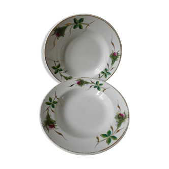 Lot de 2 assiettes creuses Moulin des Loups, décor peint