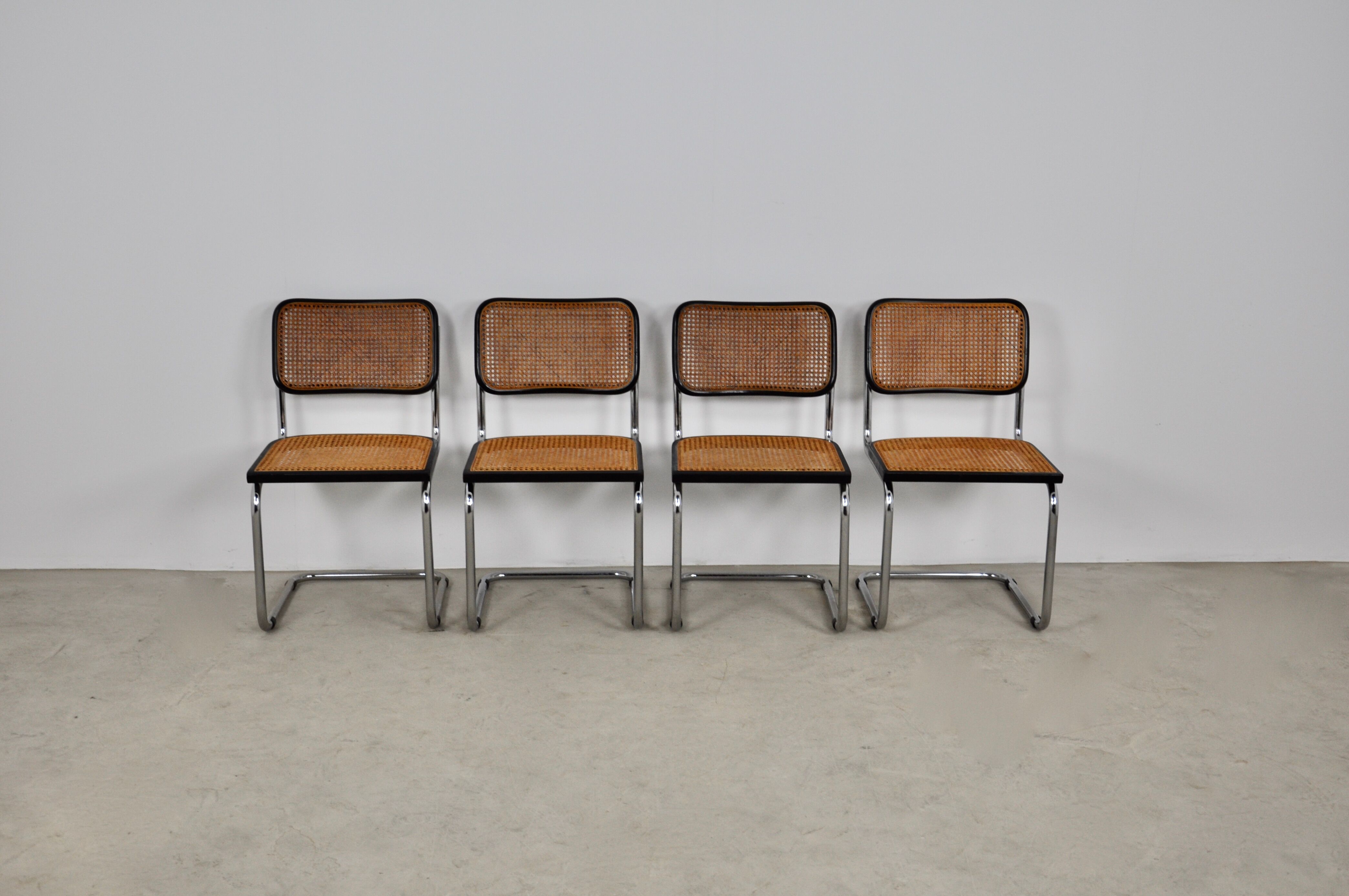 Set of 4 black dinning chairs B32 by Marcel Breuer
