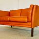 Vintage retro Danish Mogens Hansen 2 person cognac leather sofa