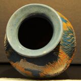 Vase balustre à décor de chardons jaune et bleu