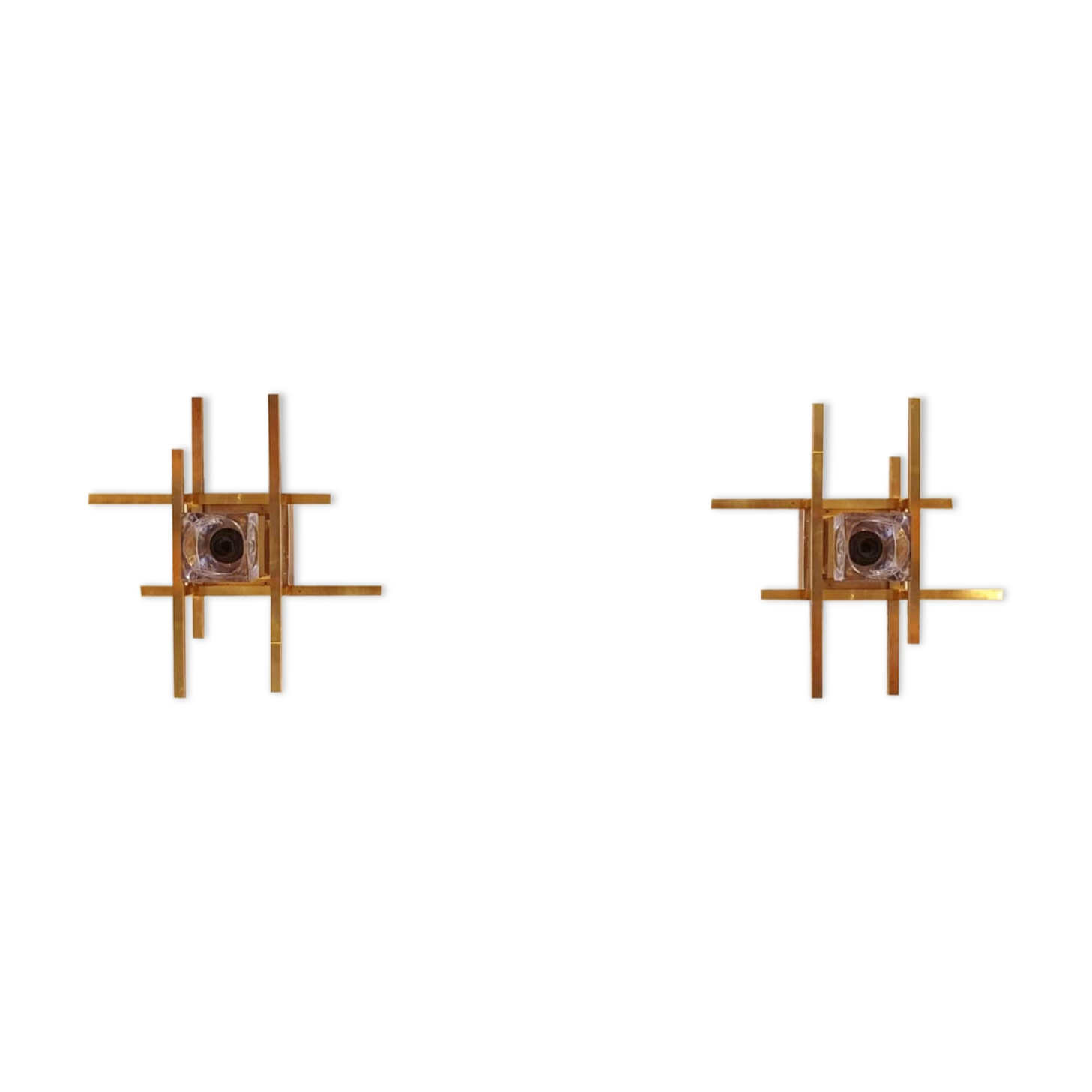 Pair of brass wall lamps from Sciolari